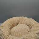 Bedsure ComfyFleece Donut Medium Dog Bed - Washable Faux Fur with Corduroy Fleece & Anti Slip Bottom, Round Pet Bed with Removable Cover, Sandy Beige, 30x30x8 inches