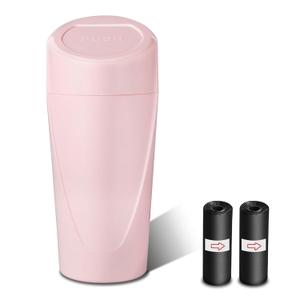 Car Trash Can with Lid, Leakproof Garbage Can with 40 Attached Trash Bags, Mini Essential Car Accessories for Interior for Car, SUV, Home, Office (Sakura Pink)