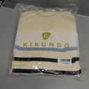 KIRUNDO Women's Striped Sweaters 2024 Fall Winter Outfits Crewneck Ribbed Knit Pullover Trendy Tops with Metal Buttons (Beige White, Medium) (M)