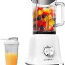 CKEMU Professional Blender For Smoothies, 58 Oz Glass Jar, Glass Blender Including Puree & Crush Ice Functions, 750 Watts, With Portable Travel Cup B02 (Ceramic White)