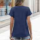 EyMuse Womens Summer Tops Spring Short Sleeve V Neck True Classic T Shirt Casual Cute Fashion Beach Vacation Clothes 2026 (L)