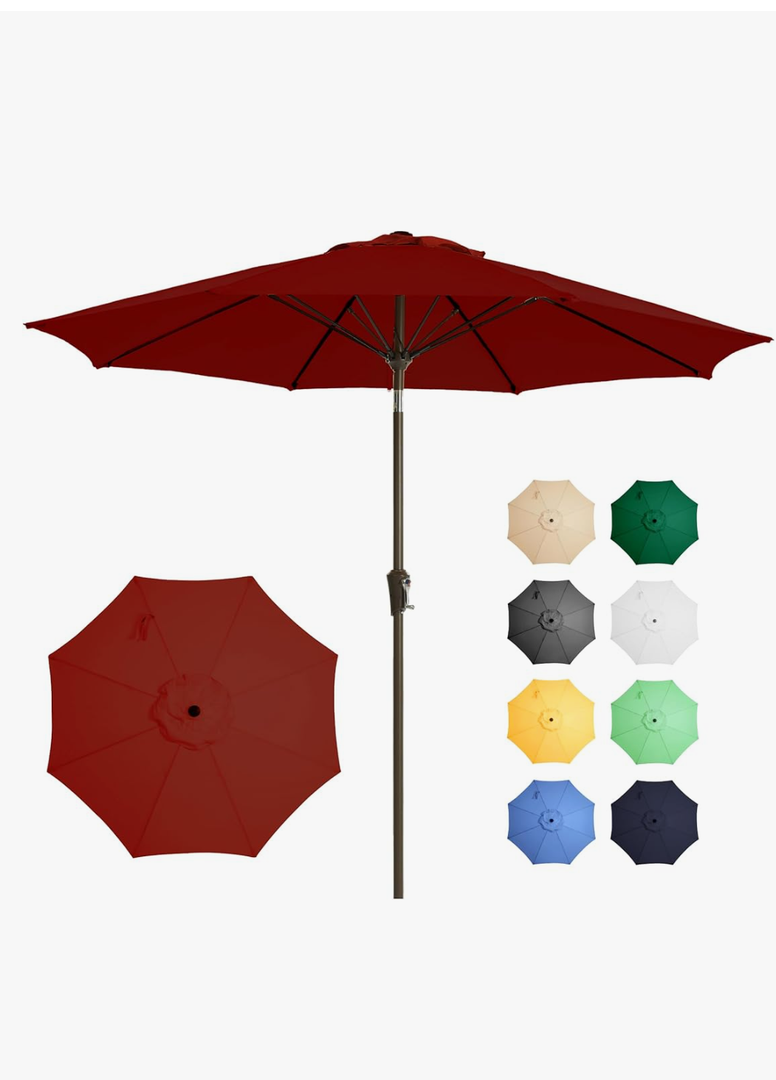 Ayge 9FT Large Outdoor Patio Umbrella Market Table Umbrella-UV Resistant, Easy Push Button Tilt and Crank, 8 Sturdy Fiberglass Ribs Heavy-Duty Pool Umbrella for Deck, Backyard,Garden, Yard