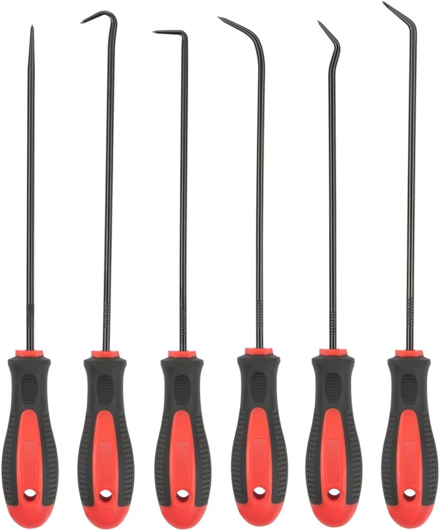 ROTATION Extra Long Precision Hook and Pick Set, 6-Piece Set, Chrome Vanadium Steel Shaft, for Remove Hoses and Gaskets, Auto and Electronics Maintenance Tools