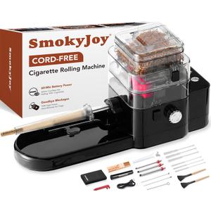 Cord-Free Automatic Cigarette Rolling Machine Electric Roller Cone Loader Machine, Filler Roller Packer for Preroll Cones, Pre Rolled Cigarette Tubes, with Removable Rolling Tray, Cigarette Holder Case