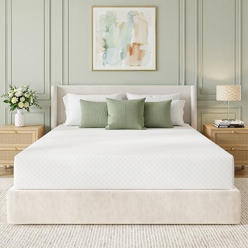 EGOHOME Cal King Size Memory Foam Mattress, 14 Inch Bed Mattress in a Box with Cooling Green Tea Gel, Relieve Pressure with Medium Firm Support, CertiPUR-US Certified, 84''L x 72''W, White