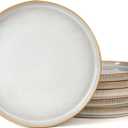 famiware Star Dinner Plates for 6, 10 inches Plate Set, Scratch Resistant, Stoneware Dinnerware, Kitchen Modern Rustic Serving Dishes, Cappuccino White