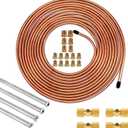 MuHize 3/16 Inch Brake Line Repair Kit (20 Feet, Copper-Coated) - Brake Tubing for Ford/Dodge Trucks - 4 Unions + 16 Braking Fittings Set