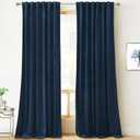 YURIHOME Navy Velvet Curtains 84 Inches for Bedroom, Thermal Insulated Blackout Curtains- Room Darkening Sun Blocking Rod Pocket Window Drapes for Living Room, 2 Panels, 42 x 84 Inches