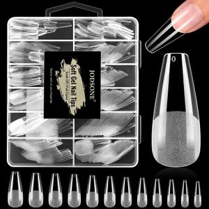 3 x JODSONE Long Straight Nails Tips Full Cover Soft Gel Nail Tips for Professional Pre-shaped Straight Shape False Nail Half Matte Fake Nail 240PCS 12 Sizes