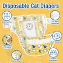 Pet Soft Disposable Cat Diapers - Diaper for Female & Male Cats, Puppy Doggie Diapers for Female Dogs with Adjustable Foam Tail Hole, Small (24Pcs, Yellow)