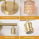 Bathroom Vanity Light, Gold Wall Fixture Over Mirror, Amber Glass Shade Lighting with Bulbs Included for Bedroom & Living Room, 2-Lights