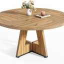 LITTLE TREE Round Dining Table for 4-6 People, 47 Inches Dining Room Table with Wooden Pedestal Base, Modern Dinner Table, Circle Kitchen Tables for Dining Room, Kitchen, Living Room(Table Only) (Light Brown)