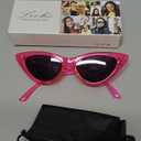 livho Retro Vintage Narrow Cat Eye Sunglasses for Women Clout Goggles Plastic Frame (Barbie Powder)