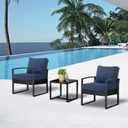 Deep Seat Cushion 23x25 2 Set (4 Pcs) for Outdoor Furniture, Water Repellent Fade Resistant Patio Cushions for Sofa, Chair, Lounge, Polyester Navy