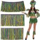 10.9 Yards Mardi Gras Chainette Fringe Trim Purple Green Gold Polyester Decorative Trim Mardi Gras Fringe Tassels Decoration for DIY Costumes Parade Floats Home Halloween Birthday Party Decor