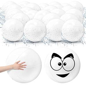 Junkin 36 Pieces 12 Inch Solid White Beach Balls Bulk Inflatable Beach Ball Swimming Pool Party Balls Beach Game Toy for Summer Beach, Pool and Party Favor