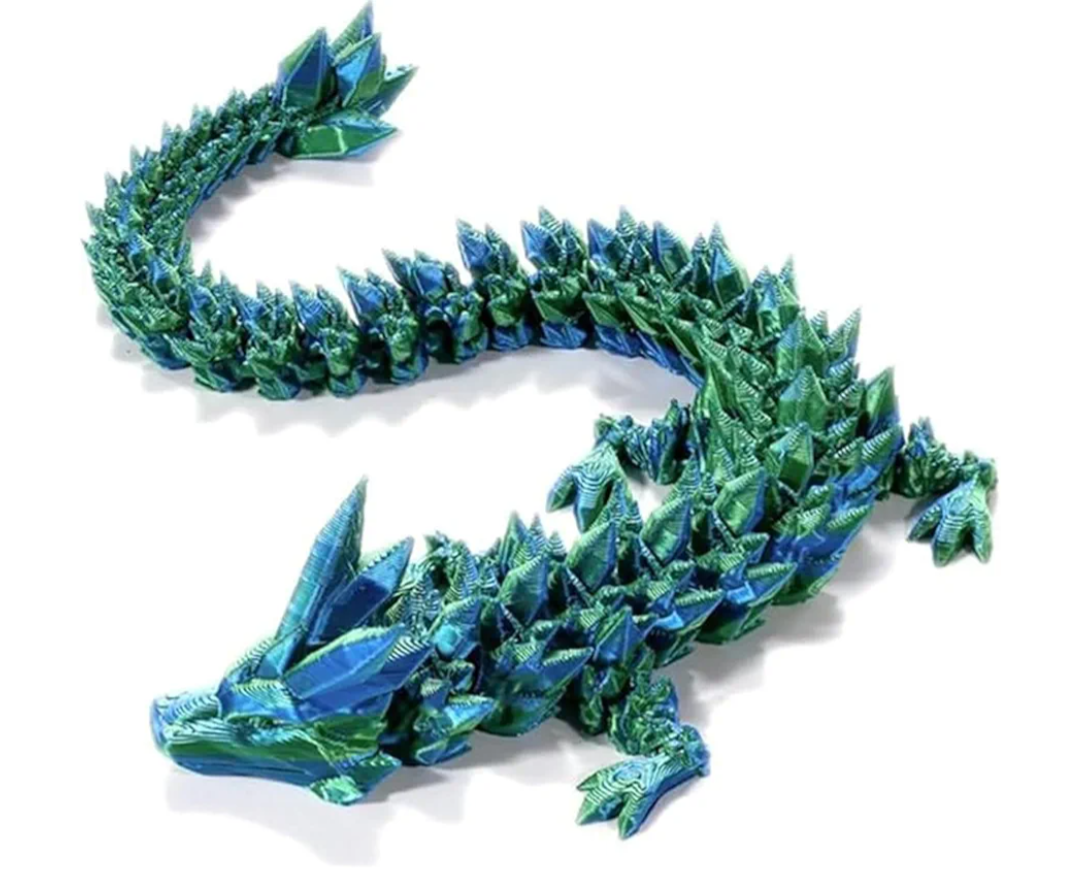 3D Printed Dragons, 12in Articulated Crystal Dragons