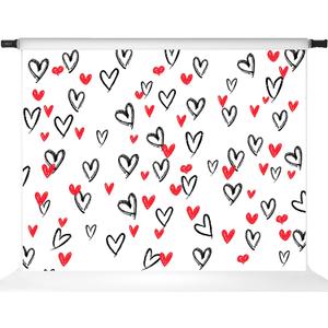 Kate Valentine Backdrops Heart Photo Backdrop Romantic Red and Pattern Background for Valentine Photography Studio Props, 7x5ft
