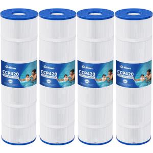 CCP420 Pool Filter Cartridges 4 Pack, Compatible with Pentair Clean & Clear Plus 420, Replaces Pentair R173576, Pleatco PCC105-PAK4, 420 sq.ft, Heavy Duty 5 oz+ Trilobal Fabric