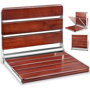 Upgraded 20" ADA Compliant Folding Teak Shower Seat Wall Mounted - Larger Teak Shower Bench, Home Care Folding Shower Seat for Inside Shower, Wall Mount Shower Chair Shower Stool, Max Load 400lb (20*17*11 Inch)