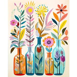 JATOK Paint by Numbers Kit for Adults Beginners, Flowers DIY Easy Acrylic Oil Painting by Numbers on Canvas, Paint-by-Numbers Drawing Kits for Gift Home Wall Decor Without Frame 16x20in (Black)