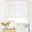 LazBlinds No Tools No Drill Cordless Bamboo Roman Shades, Light Filtering Window Treatment, Roll Up Bamboo Blinds for Windows 28'' W x 64'' H, Whitewash T