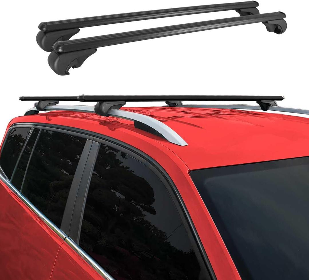 OMAC Roof Rack Cross Bars for Subaru Outback 2010-2014 Lockable 165Lbs Alu Black 2Pcs fits Cargo Carriers Kayak Canoe Bike Snowboard