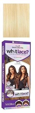 Sensationnel What Lace 13X6 Wigs - Solana Lacefrontal Hand Tied Glueless Synthetic With Natural Density Preplucked Hairline (613 BLONDE)