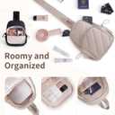 Wandering Nature Sling Bag for Women Lightweight Quilted Crossbody Bag Fits for 11" Tablet with Breathable Back Panel Anti Theft Pocket Padded Strap USB Charge Port, Ideal for Travel, Daily Use (Beige)