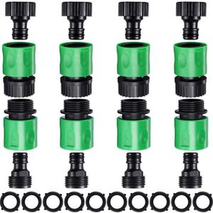 Hotop 16 Pieces Garden Hose Quick Connector 3/4 Inch Plastic Water Hose Fittings Male and Female Connectors End Adapters with 10 Pieces Rubber Gasket