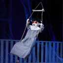 JOYIN Outdoor Halloween Hanging Scary Swing Girl Decorations, Outdoor Swinging Doll with Creepy Sound and Light Up Eyes Sound, Animated Hanging Decors Activated for Garden Yard Lawn