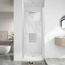 KPUY Pivot Shower Door, 28-30" W x 72" H Frameless Single Swing Glass Shower Door with Explosion-Proof Film Nano Coating, 1/4" (6mm) Thick Tempered Clear Glass, Brushed Nickel