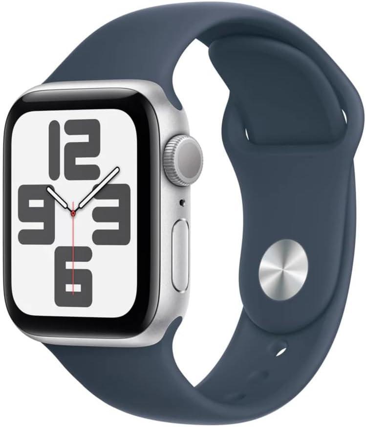 Apple Watch SE (2nd Gen) [GPS 40mm] - Silver Aluminum Case with Storm Blue Sport Band, S/M