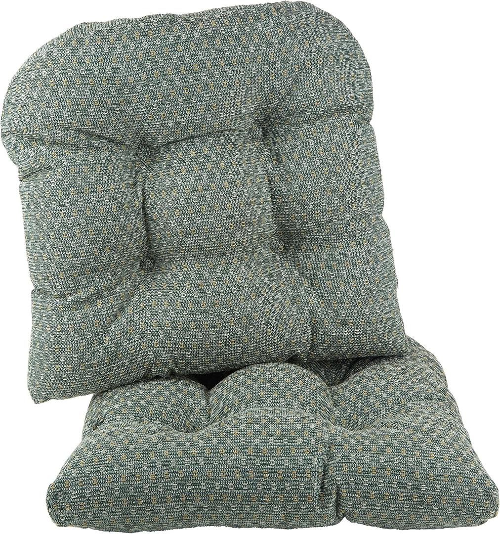 Klear Vu Gripper Overstuffed Universal Non-Slip Dining Chair Cushions for Kitchen Decor or Office Use, U-Shaped Skid-Proof Seat Pad, 15x15 Inches, 2 Count (Pack of 1), Ditzy Dot Celadon Green
