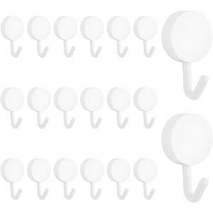 MOROBOR Self Adhesive Hooks, 20pcs Heavy Duty Plastic Hooks Wall Key Hook Holders Stocking Holder for Home Kitchen Bathroom Office Door (White