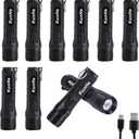 KunHe 10 Pack Bulk Keychain LED Flashlight Small Mini Rechargeable Flashlight Pocket Keychain Light Portable 300 Lumens for EDC Emergency Gift