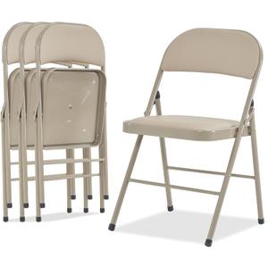 Karl home 4 Pack Brown Folding Chairs with Padded Seats, 330lbs Capacity