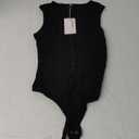 REORIA Women’s Ribbed Bodysuit Sexy Plunge Deep V Neck Sleeveless Tank Top Thong Body Suits Outfits Going Out Tops 2025 Black XS