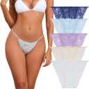 ANLIQI Womens Sexy Lace String Bikini Underwear High Cut Panties Breathable Hipster Panties Lace Cheeky Bikini Panty 5 Pack (Medium)