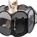 LAFYETTE. - USA Based, Dog Cat Playpen, Puppy Kitten Pet Playpen Indoor Outdoor, Portable Pop Up Dog Kennel Tent Crate Cage for Dog Cat Rabbits, Foldable Pet Enclosure, Removable Top Cover, 29" x 16" (Grey)