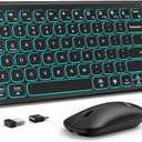 TECKNET Wireless Keyboard and Mouse Combo Backlit - Light Up Letters, Rechargeable & Compact Slim, Silent Key, Sleep Mode, 2.4 GHz Stable Connection Keyboard and Mouse for Mac, Windows, Laptop, PC