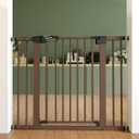 Babelio Baby Gate for Doorways and Stairs, 26-40" Auto Close Dog Gate, PressGuard C5, Easy-Install Pressure Mounted Satey Door, No Drilling Safety Gate for Child and Pets, Brown