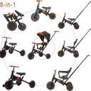 Baby Tricycle with Canopy,8 in 1 Toddler Bike Foldable Kids Tricycle,Toddler Tricycle for 1-3 Year Olds, Push Tricycle for Kids Trike Balance Bike Chrismas and Birthday Gift for Boy and Girl