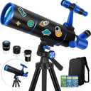 Hawkko Telescope for Adults & Beginners, 80mm Aperture 500mm Telescopes for Adults Astronomy, (20X-150X) Portable Refractor Telescope Kit with Decorate Stickers, Backpack, Phone Adapter - BlackBlue