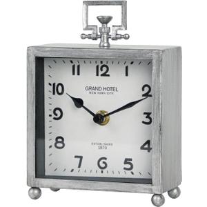 NIKKY HOME Small Table Clock, Silent Non-Ticking Classic Battery Operated Decorative Mantel Desk Shelf Clock for Living Room Decor - Silver
