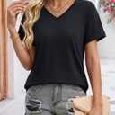 YUCOLEN Womens Short Sleeve V Neck T Shirts Casual Loose Tees Cotton Soft Breathable UPF 50+ Tops Summer 2026 (XL)