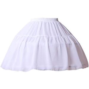 Women Girls Crinoline Petticoat 2 Hoops Skirt Chiffon Ball Gown Short Half Slip Underskirt for Lolita Cosplay
