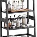 HITNET Black Bookshelf, 4-Tier Ladder Shelf, Freestanding Leaning Bookcase with Bamboo Shelves, Space Saving Flower Plant Stand for Small Space