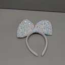 Big Bow Headband for Women Soft Bow-Knot Hair Hoop with Sparkling Sequins Festival Costume Large Hair Bow Accessory (White, Elastic) (1 Count (Pack of 1))