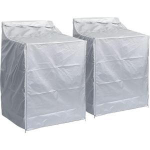 BlueStars 2PCS Washing Machine Covers For Top-load - Premium Outdoor Protection For Most Washer Dryer Cover - W29x D28x H43 (Silver)